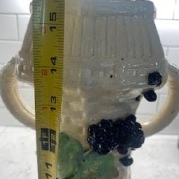 Vintage 3 Dimensional Hand Painted Grape Vase, 15.50"h - Picture 3 of 10